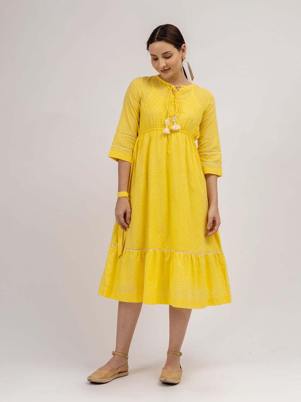 Yellow Cotton Dobby Kurta