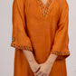 Rust Maheshwari silk Kurta