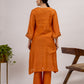 Rust Maheshwari silk Kurta