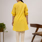 Yellow Cotton Dobby Hand Embroidered Kurta