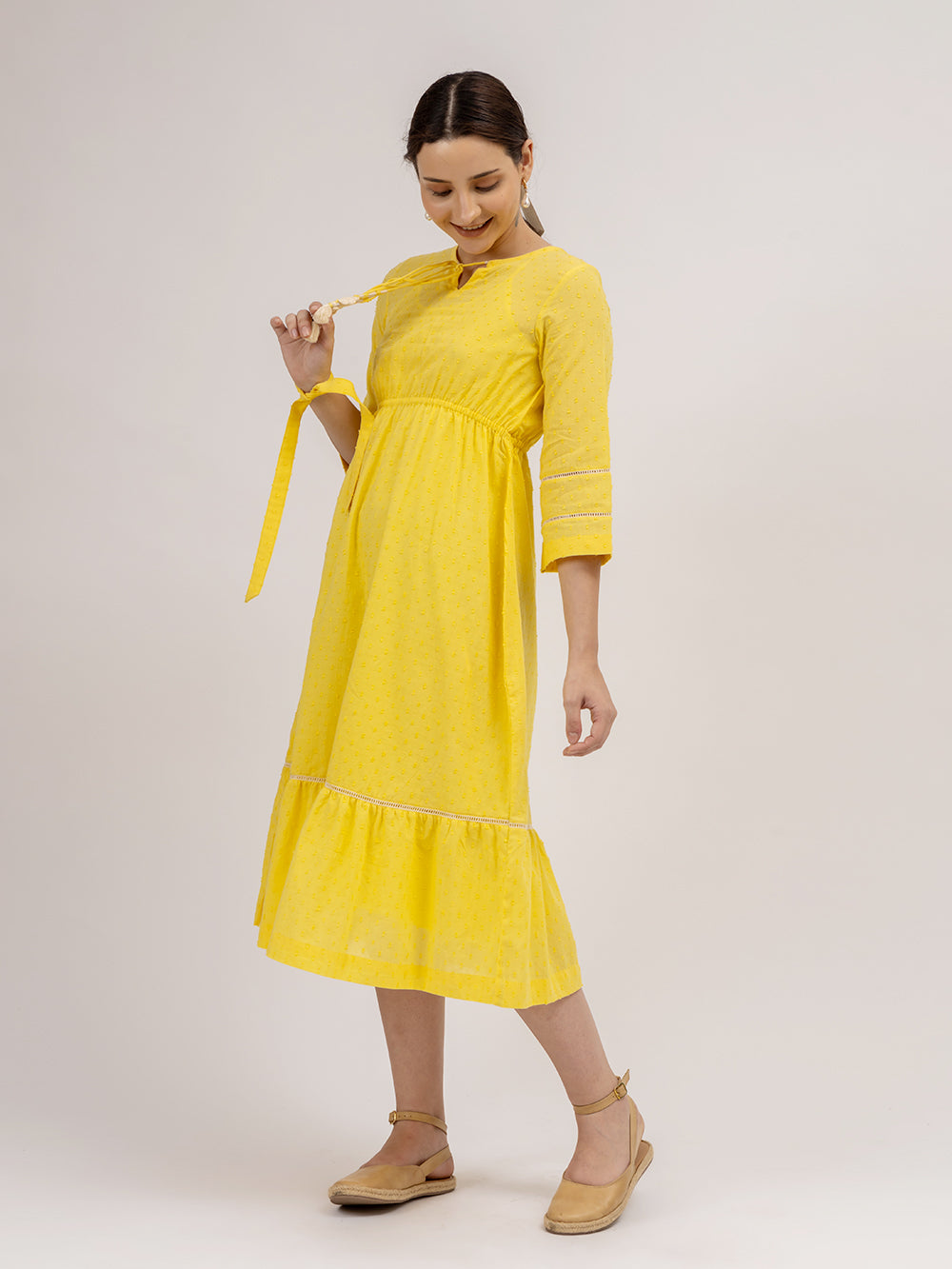 Yellow Cotton Dobby Kurta