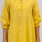 Yellow Cotton Dobby Hand Embroidered Kurta