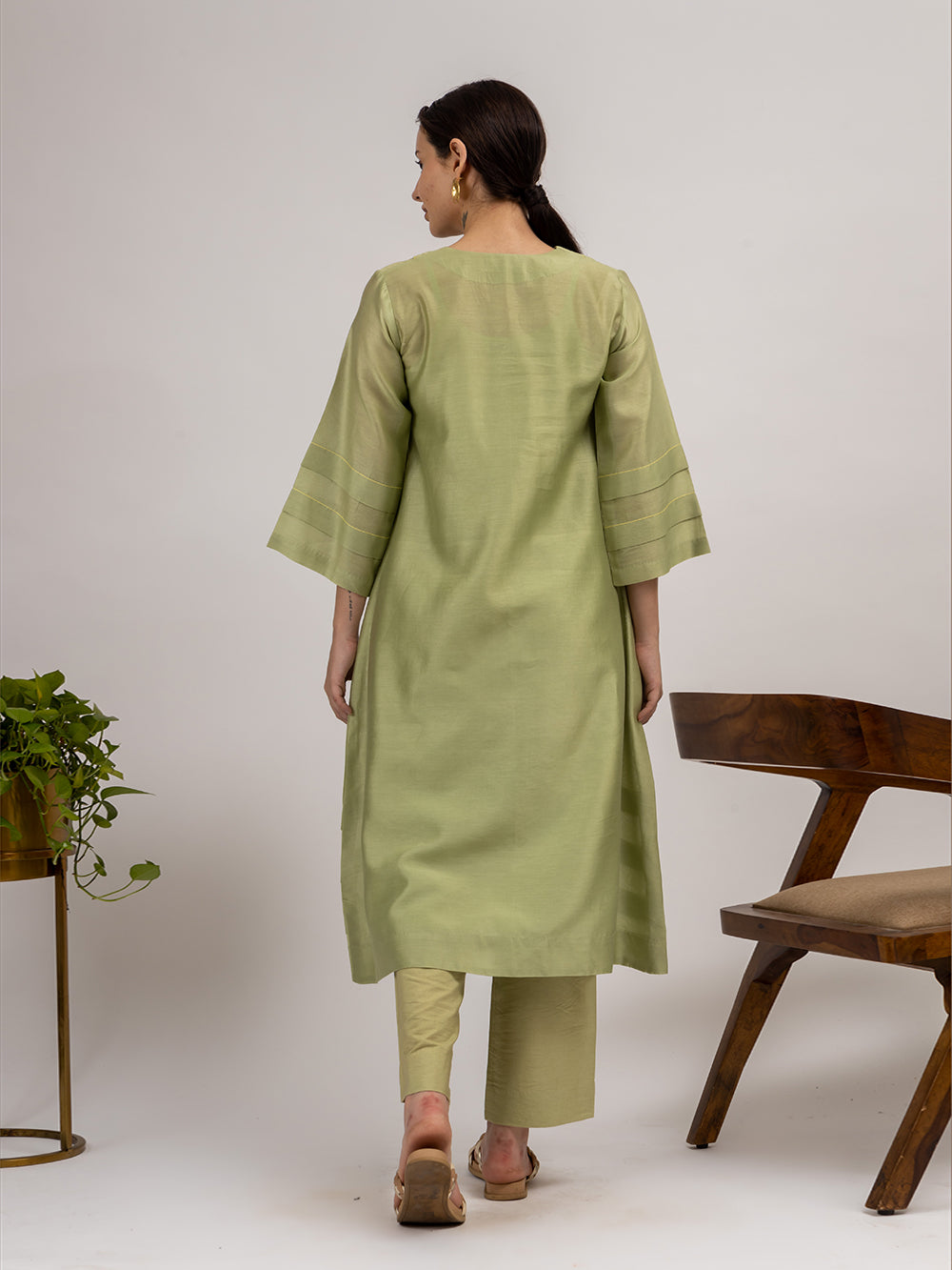 Green Chanderi Kurta