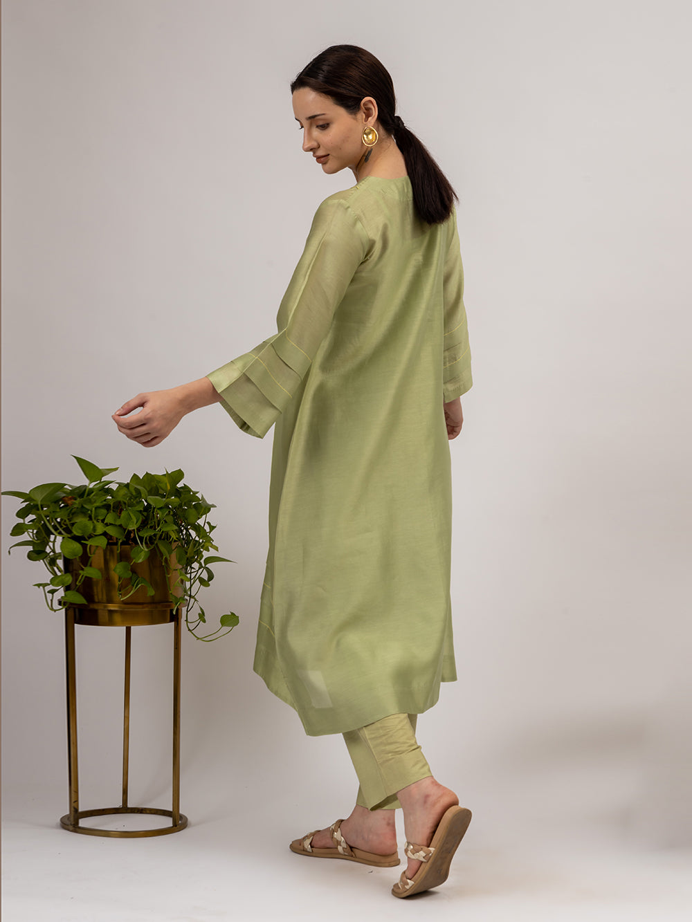 Green Chanderi Kurta