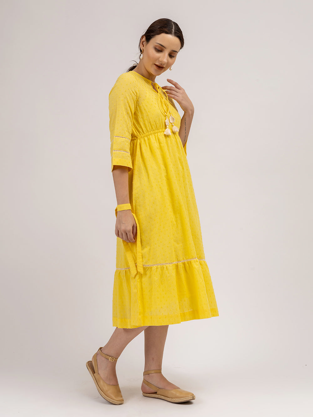 Yellow Cotton Dobby Kurta