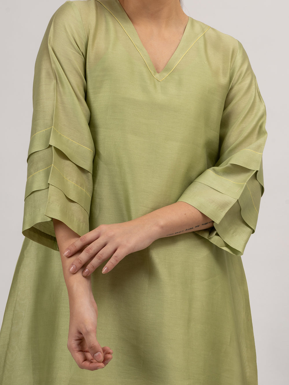 Green Chanderi Kurta