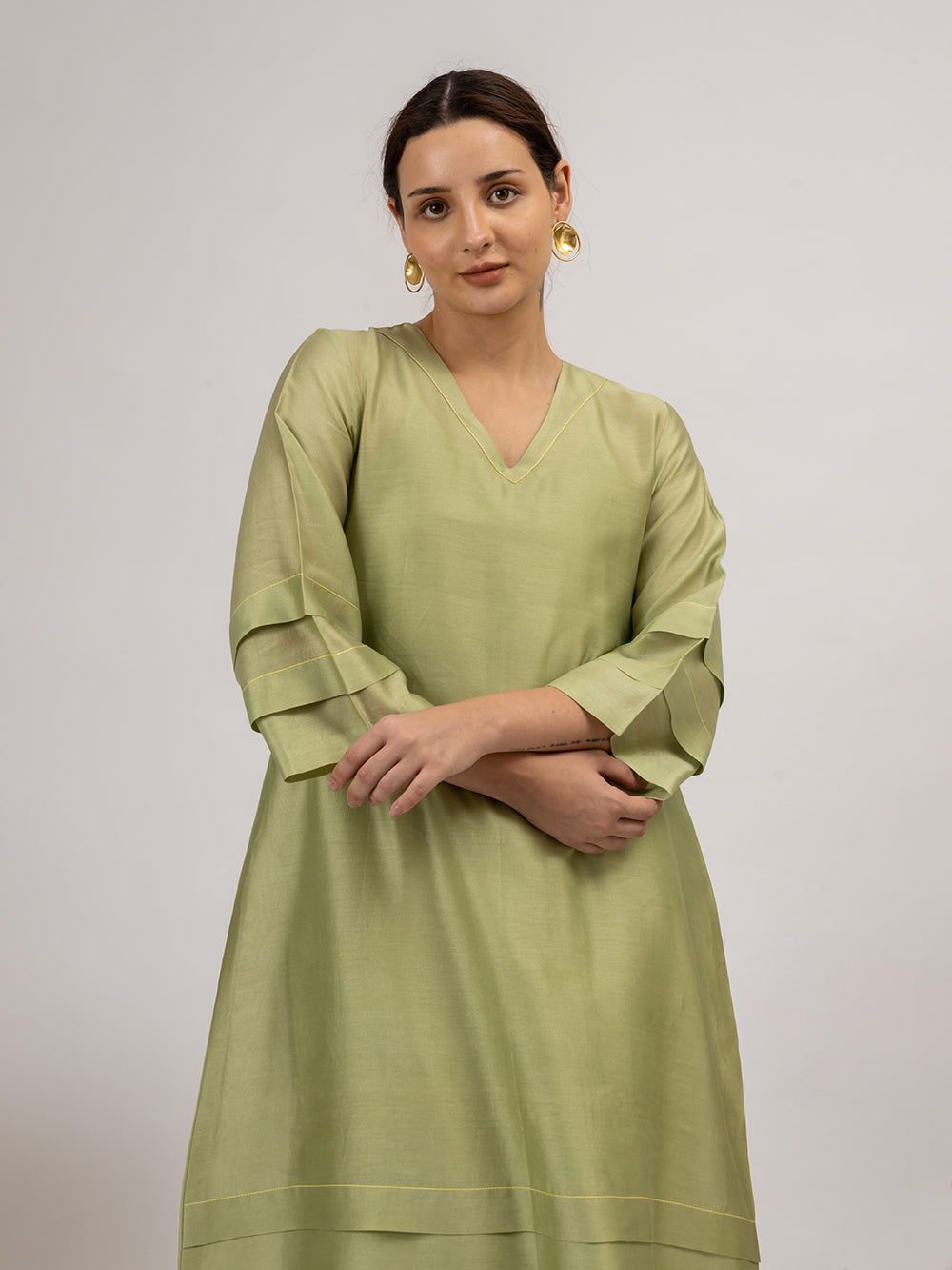 Green Chanderi Kurta