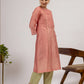 Pink Embroidered Maheshwari silk Kurta