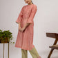 Pink Embroidered Maheshwari silk Kurta