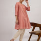 Pink Embroidered chanderi Kurta