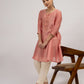 Pink Embroidered chanderi Kurta