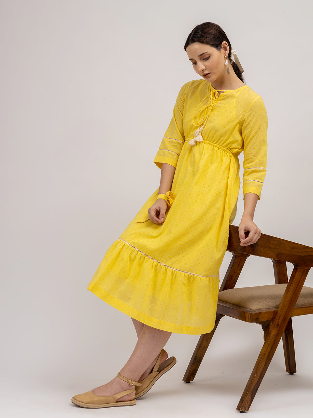 Yellow Cotton Dobby Kurta