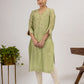 Green Chanderi Embroidered Kurta