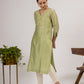 Green Chanderi Embroidered Kurta