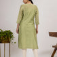 Green Chanderi Embroidered Kurta