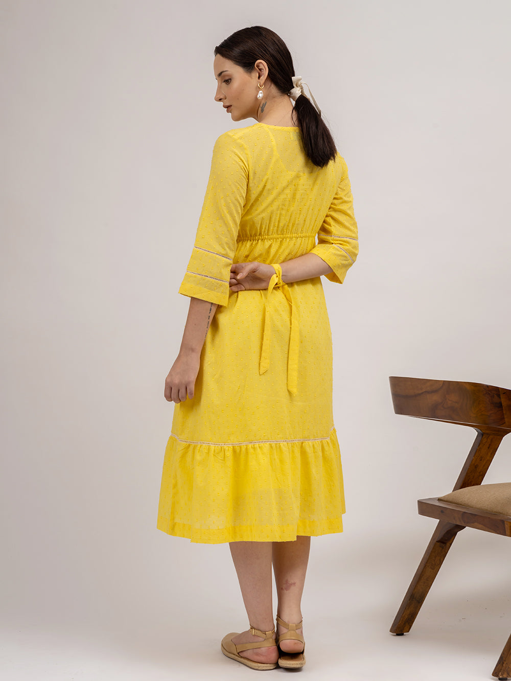 Yellow Cotton Dobby Kurta