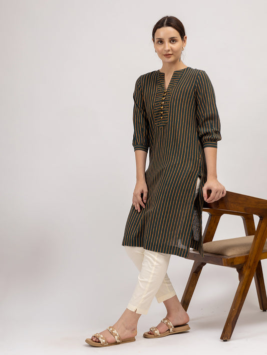 Dark Green Cotton Kurta