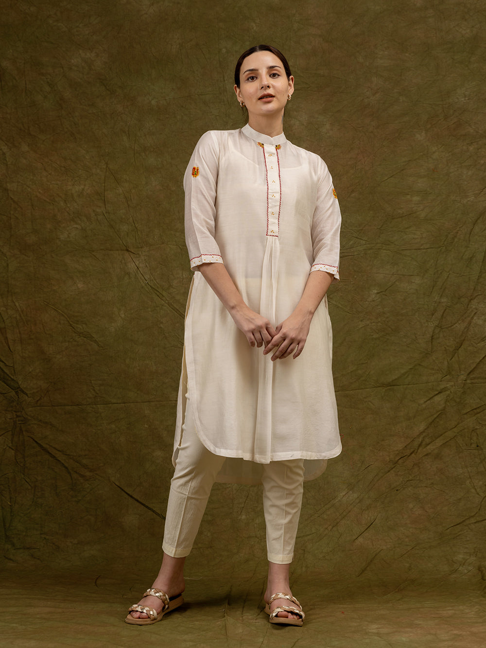 Off White Chanderi Kurta