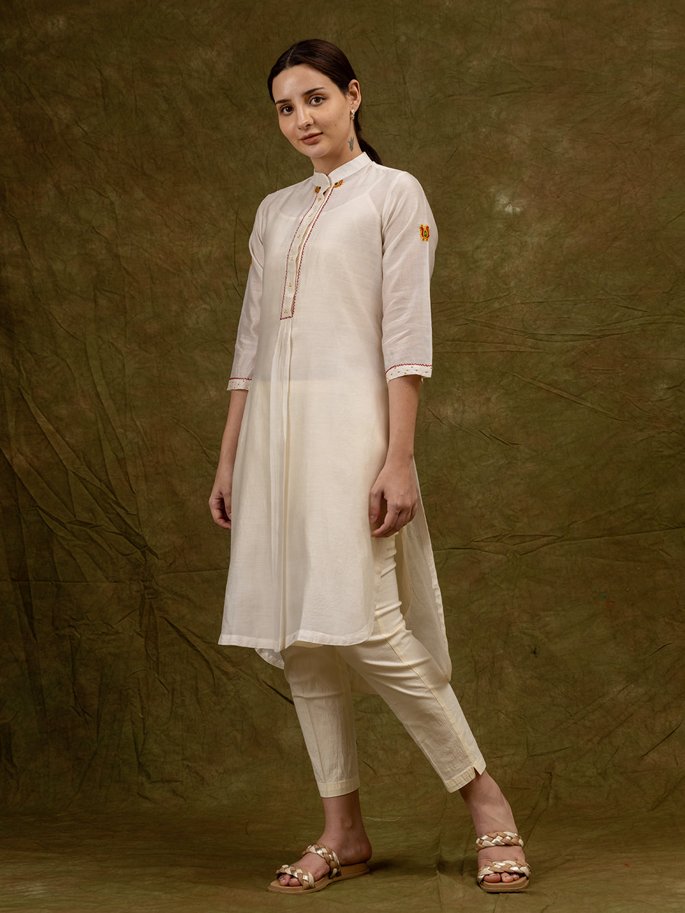 Off White Chanderi Kurta