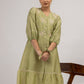 Green Embroidered Chanderi Dress