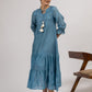 Teal Blue Maheshwari silk Dress