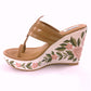 Nude Embroidered Leather Kolapuri Wedges