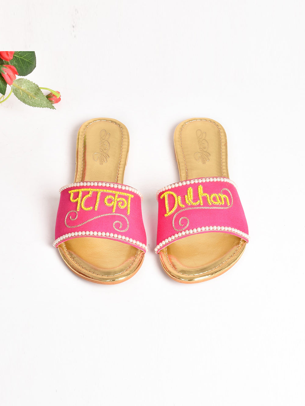 Pink Vegan Leather Pataka Dulhan Flats