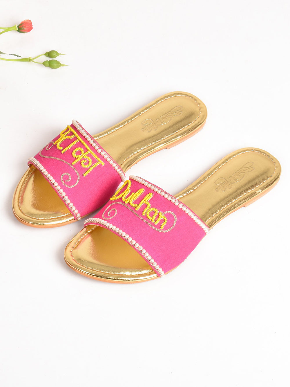 Pink Vegan Leather Pataka Dulhan Flats