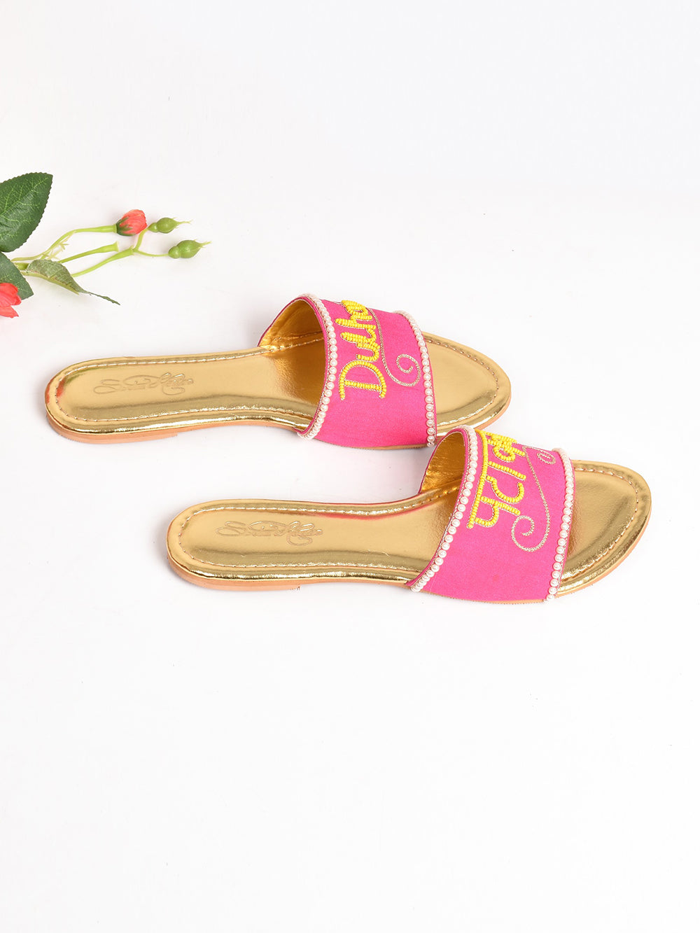 Pink Vegan Leather Pataka Dulhan Flats