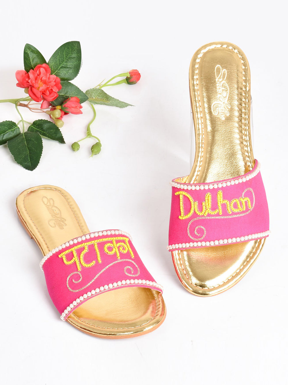 Pink Vegan Leather Pataka Dulhan Flats