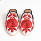 Red Flower Bloom Pointed Mules