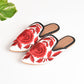 Red Flower Bloom Pointed Mules