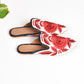 Red Flower Bloom Pointed Mules