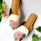 White Embroidered Leather Mules