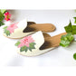 White Embroidered Leather Mules