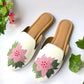 White Embroidered Leather Mules