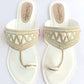 White Embroidered Leather Flats