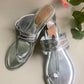 Silver Leather Kolhapuri Heels