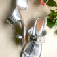 Silver Leather Kolhapuri Heels