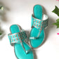 Turquoise Silver filigree Kolapuri Flats