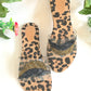 Leopard Feather Sliders Flats