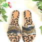 Leopard Feather Sliders Flats