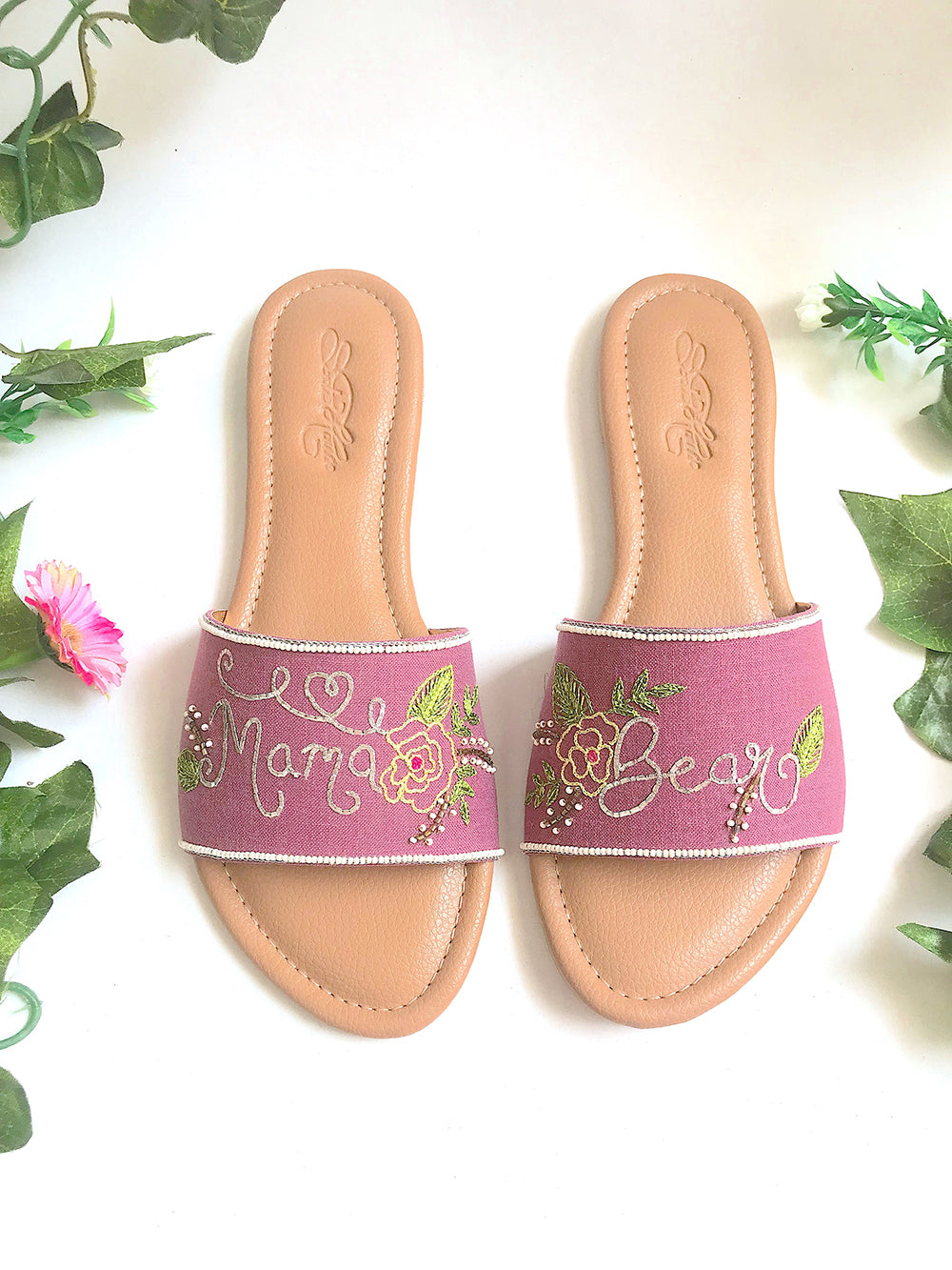 Purple Mama Bear Leather Flats