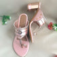 Baby Pink & Rose Gold Leather Block Heel