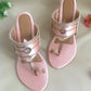 Baby Pink & Rose Gold Leather Block Heel