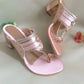 Baby Pink & Rose Gold Leather Block Heel