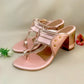 Baby Pink & Rose Gold Leather Block Heel