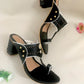 Black and Gold Leather Kolhapuri Block Heel