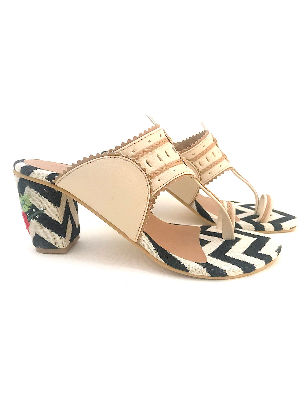 Monochrome Kolhapuri Block Heel