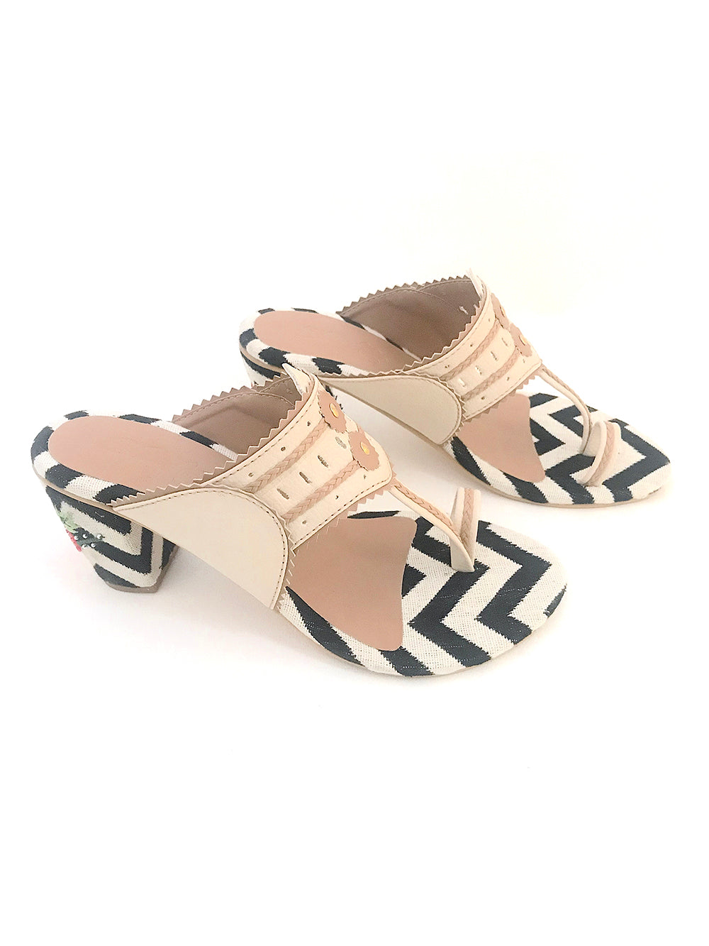 Monochrome Kolhapuri Block Heel